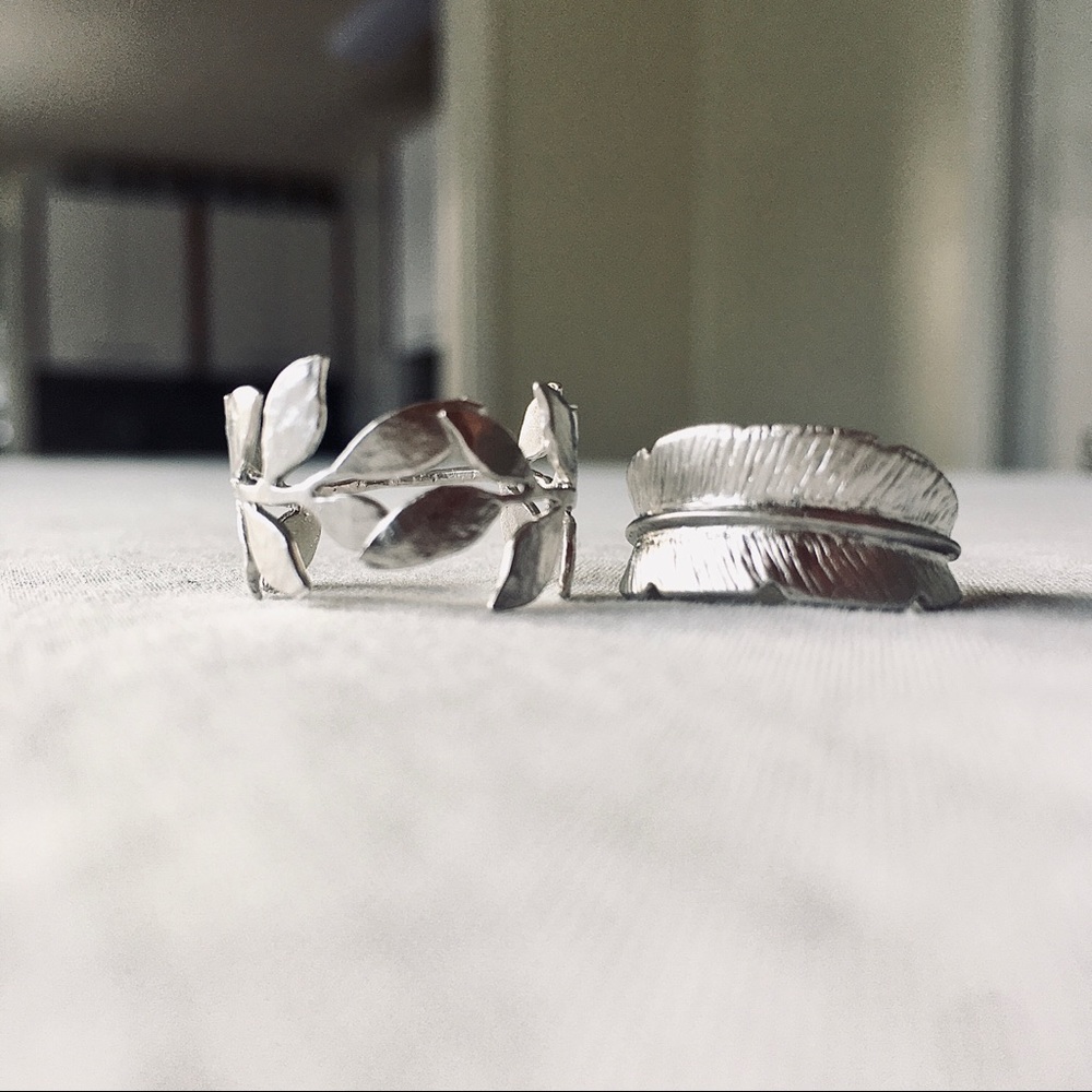 Silver leaf 🍃 stacking rings - Picture 2 of 2
